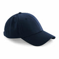 Beechfield BC196 navy blue baseball cap featuring a curved brim and textured fabric.