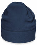 Beechfield BC244 navy fleece beanie featuring visible seam detailing.