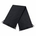 The Beechfield BC291 scarf in black with fringed ends is folded neatly.
