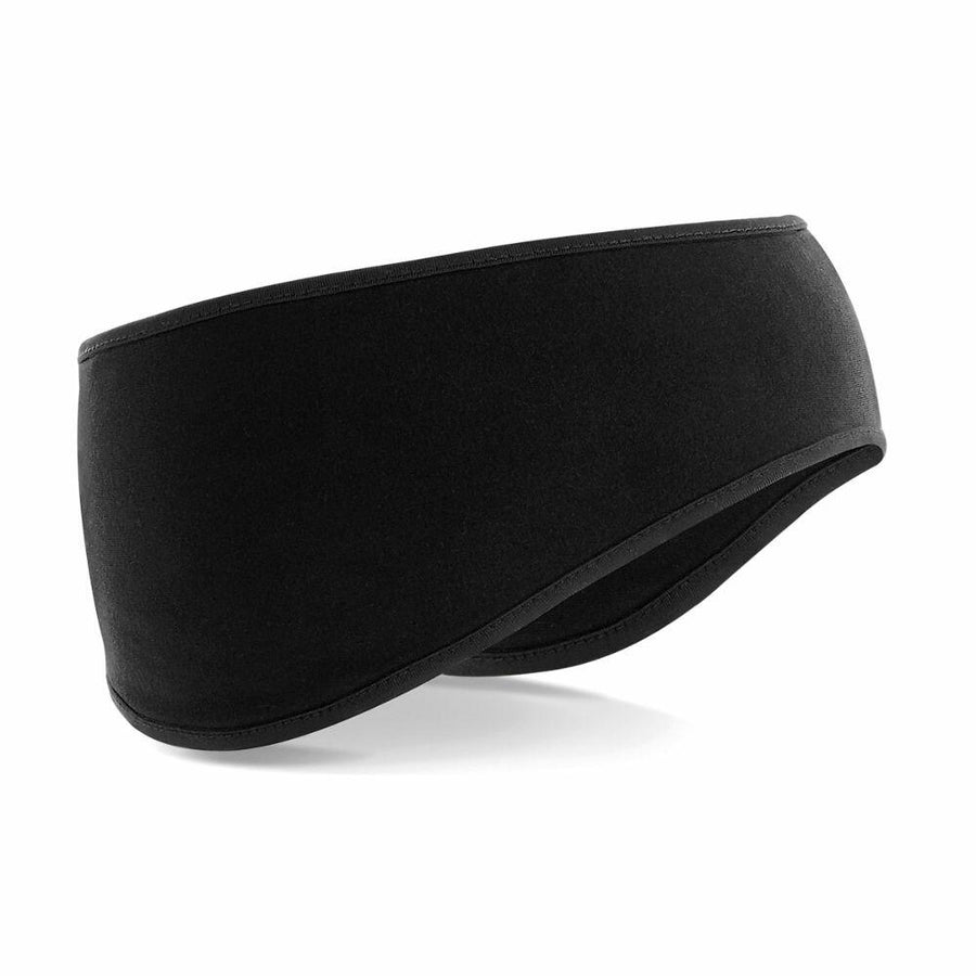 Beechfield BC316 fleece ear warmer headband featuring a sleek, contoured design in black.