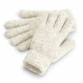 A pair of Beechfield BC387 knitted gloves in light gray, with one glove resting on top of the other against a white background.
