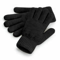 A pair of Beechfield BC387 black knit gloves is placed on a white background.