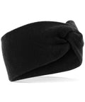 A Beechfield BC432 headband in black, featuring a twisted knot design and knitted texture.