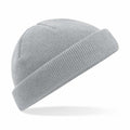 The Beechfield BC43R, a light gray knit beanie featuring a folded brim, is displayed against a plain white background.