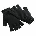 The Beechfield BC491 is a pair of black knitted fingerless gloves featuring ribbed cuffs.