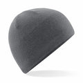 A plain gray knit beanie hat by Beechfield, model BC501, displayed on a white background.