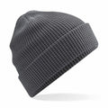 Beechfield's BC52N, a dark gray knit beanie with a folded brim, displayed on a white background.