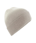 The Beanies is a light beige, ribbed knit hat with a folded brim, displayed on a white background.