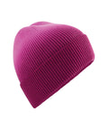 A magenta Beanies knitted hat with a folded cuff is shown against a plain white background.