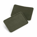 The BC600 model from Beechfield consists of a pair of olive green rectangular fabric patches with rounded corners. These patches feature a textured surface and stitched edges, making them suitable for use in clothing or accessories.