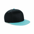 The Beechfield BC615 is showcased on a plain white background, featuring a black baseball design with a light blue brim and top button, angled to reveal a side view.