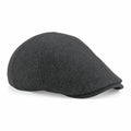 Beechfield's BC623, a flat cap crafted from felt material in a dark gray shade, showcased from the side.