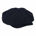 Aerial view of the Beechfield BC628, a black flat cap featuring eight panels and a button on top.