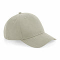 The BC62N by Beechfield, a beige baseball cap featuring a curved brim and button on top, displayed on a plain white background.