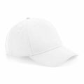 The Beechfield BC62N, a plain white baseball cap featuring a curved brim, is displayed against a white background.