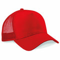 The Beechfield BC640 is a red baseball cap with a mesh back, displayed on a white background.