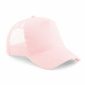 Introducing the Beechfield BC640: a stylish pink baseball cap featuring a solid front panel and a breathable mesh back. This cap comes with a curved brim and an adjustable strap for a perfect fit.