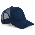 Beechfield's BC643 is a trucker hat featuring a mesh back and a solid front panel in blue.