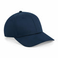 Introducing the Beechfield BC648, a navy blue baseball cap featuring a curved brim and six-panel design with a button on top.