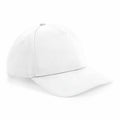Displayed against a white background is the Beechfield BC649, a plain white baseball cap featuring a curved brim and six-panel construction.