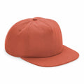 The Beechfield BC64N is a bright orange baseball cap with a flat brim, presented at a slight angle. It features a plain design with no visible logos or designs and is set against a white background.