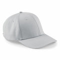 The Beechfield BC651 baseball cap, featuring a plain light gray color, curved brim, and adjustable back, is displayed against a white background.