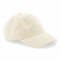 Beechfield BC653 is a beige baseball cap featuring a curved brim and six panels.
