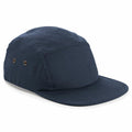 The Beechfield BC654 is a structured five-panel cap in solid dark blue, featuring ventilation eyelets on the side and a flat brim.