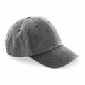 A curved-brim BC655 baseball cap from Beechfield in gray, showcasing its visible stitching from a side angle.