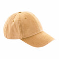 A tan BC655 baseball cap from Beechfield is displayed against a white background. The cap features a curved brim and six panels, each with ventilation holes.