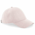 A light pink Beechfield BC656 baseball cap featuring a curved brim and an adjustable strap at the back.