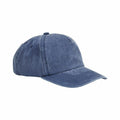 Beechfield BC657 cap in blue denim with a curved brim, displayed from the side view.