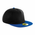 Beechfield's BC660 cap features a black design with a flat blue brim and a blue button on top.