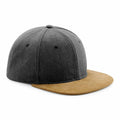 A Beechfield BC668 baseball cap with a gray crown and a flat, brown brim.