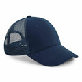 A Beechfield BC678 cap in navy blue featuring a mesh back and an adjustable strap.