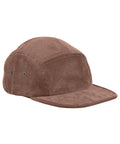 The Caps product is a brown corduroy five-panel cap with metal ventilation eyelets on the sides and a flat peak, shown against a plain white background.