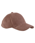 The Caps product is a brown corduroy baseball cap featuring a curved brim and visible stitching, shown against a white background.