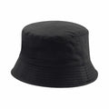 The BC686 by Beechfield is a plain black bucket hat featuring a straightforward design with stitching detail around the brim.