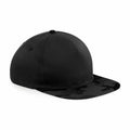 A Beechfield BC691 black baseball cap with a flat brim featuring a subtle camouflage pattern.