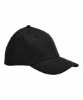 Image of a black Beechfield BC803 with a curved visor and six panel construction. The Beechfield BC803 has a button on top and stitched ventilation holes in each panel. There are no visible logos or designs.