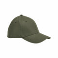 A simple olive green baseball cap featuring a curved brim and top button, branded as Beechfield BC803.