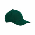 A Beechfield BC820 baseball cap in plain green, featuring a curved brim and six panels, displayed on a white background.