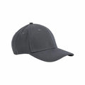 The BC820 baseball cap by Beechfield is shown from a slight side angle, featuring a dark grey color, curved brim, and ventilation eyelets on top.