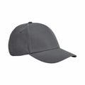 The BC825 from Beechfield is a plain gray baseball cap featuring a curved brim and an adjustable strap at the back. It is shown from a front-left angle, highlighting its structured crown and smooth texture.