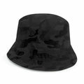 A Beechfield BC84R bucket hat featuring a black and gray camouflage pattern set against a white background.