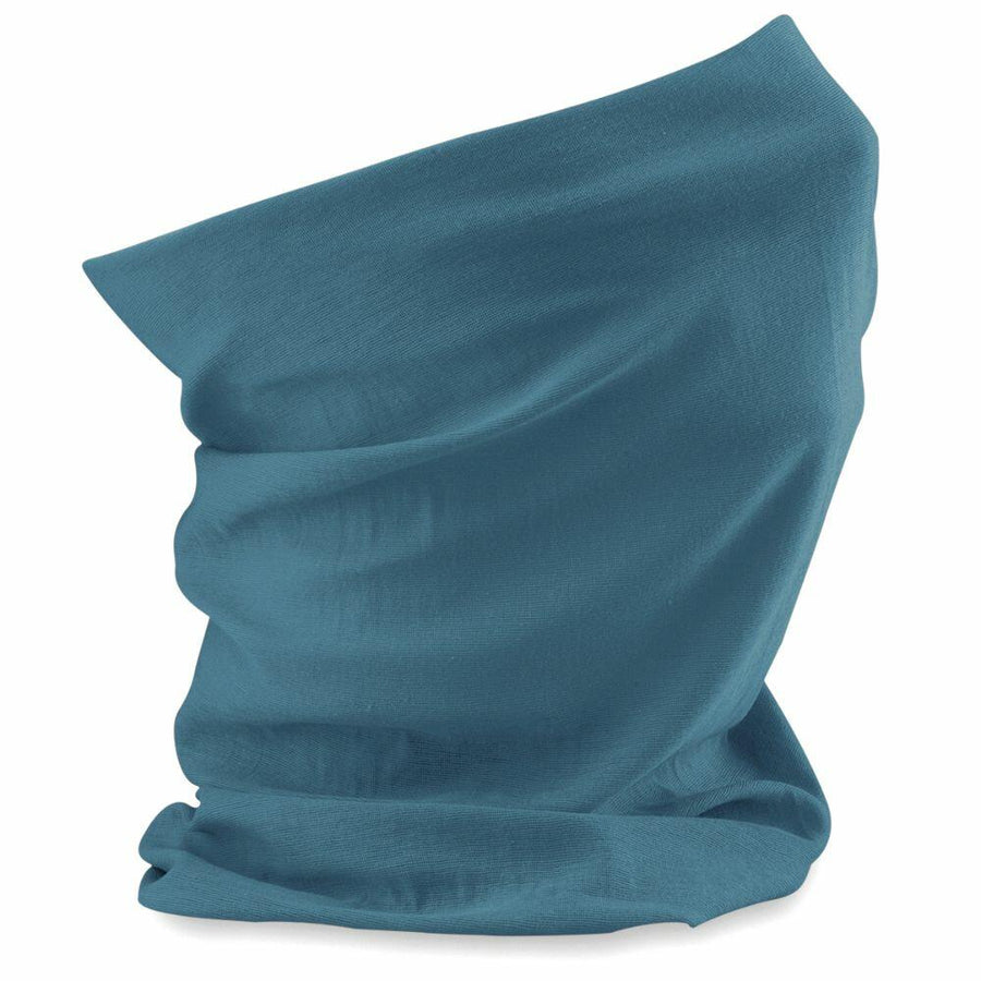A Beechfield BC900 fabric neck gaiter in blue is displayed on a white background.