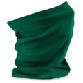 The BC900 by Beechfield is a multipurpose neck gaiter in green, crafted from stretchy fabric. It is displayed in an upright position, highlighting its seamless and versatile design.