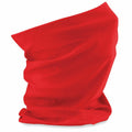 A bright red Beechfield BC900 bandana is folded neatly with a slightly fluffy texture, resembling a stack or pouch. The edges are smooth and it appears to be made of soft fabric. The background is plain white.
