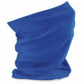 The Beechfield BC900 is a bright blue fabric neck gaiter, loosely draped and standing upright against a plain white background. Its elastic material offers versatility for wearing as a scarf, headband, or face covering.