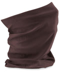 The Beechfield BC900 neck gaiter, crafted from soft brown fabric and shown against a white background, features gentle folds that highlight its flexible and lightweight material, making it ideal for outdoor activities and various uses.